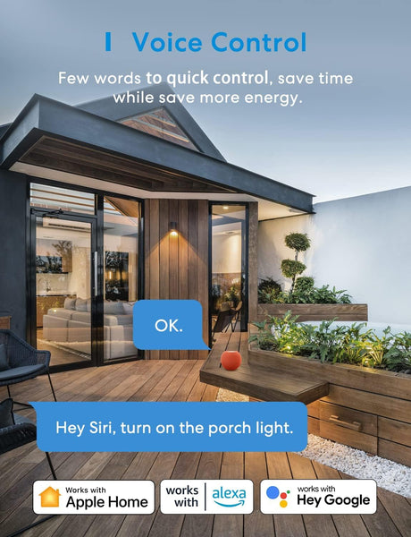 Meross Outdoor Smart Plug 13A IP44 WiFi Plug, Compatible with Apple HomeKit Alexa Google Assistant SmartThings, Voice Control 2 Grounded Heavy Duty Outlets