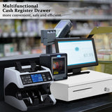 Cash Register Drawer 5 Grids, Cash POS Drawer with Micro Switch Auto Open Secure Money Cash Stand Removable 5 Bill 5 Coin Tray RJ11 Printer 3 Key-Locks for Business Shop Market 40x42x10cm