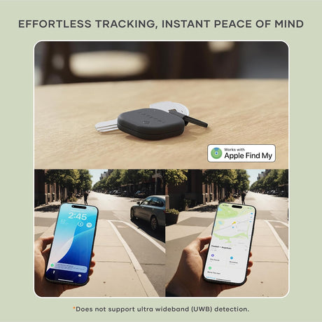 Satechi FindAll Keychain with Find My, Wireless Rechargeable, Location Tracker, Left-Behind Alerts, Loud Audible Chime, Works with iPhone, iPad, Mac – Black