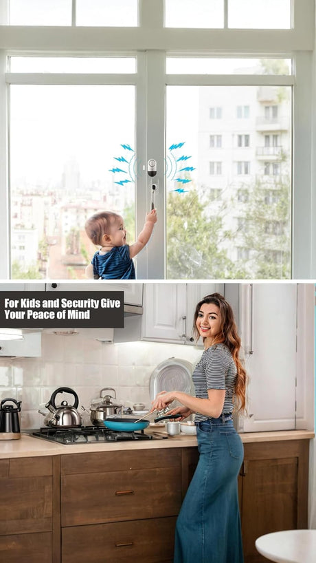 Window Door Alarm, 4 Pack, 125 DB Loud Wireless Chime, Magnetic Sensor for Home Security, Battery Included with Low Battery Alert, for Doors, Windows, Apartments, Offices, and Garages