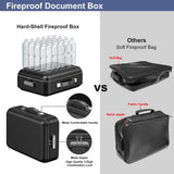Fireproof Document Box with Lock, Hard Fireproof Waterproof Box Creative Hard-Shell Design Fireproof Safe Box Document Organizer for Important Documents Certificates Laptop Passports (Black)