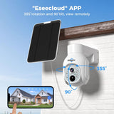 Hiseeu Solar Camera Outdoor, 4PCS 4MP Wireless Security Camera System with 10in LCD, 2-Way Audio, PT 360, Night Vision, Motion Detection, 10CH Expandable, 2.4G WiFi