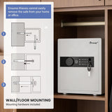 kavey 2.0 Cub Biometric Safe Box, Home Safe with LCD Keypad & 2 Adjustable Shelves, Fingerprint Money Safe with Dual Alram & Mute Alarm, Large Security Cabinet Safe for Vaulables (White)