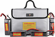 Fireproof & Waterproof Lipo Battery Safe Storage Bag, Large Capacity Explosion-Proof Case with Double Zipper for Charging/Transport, Silver Grey (10.24"x7.09"x5.12")