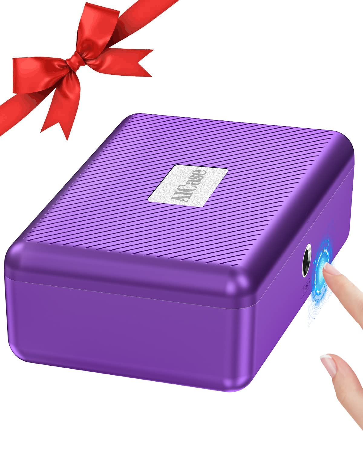 AICase Safe with Biometric Fingerprint Recognition for Travel and Home, Portable Security Box with Fingerprint and Morse Code, Cash Box, Safe Deposit Box, Silver