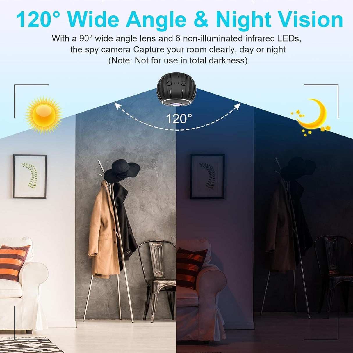 Mini Spy Camera,1080P HD Mini Camera Hidden Security Cam, Wifi Wireless Micro Nanny Cam with Audio and Video, Mini Camera with Night Vision Motion Detection for Outdoor/Indoor