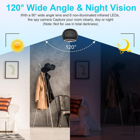 Mini Spy Camera,1080P HD Mini Camera Hidden Security Cam, Wifi Wireless Micro Nanny Cam with Audio and Video, Mini Camera with Night Vision Motion Detection for Outdoor/Indoor
