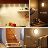 8 LEDs Rechargeable Motion Sensor Light, Cordless LED Night Light with USB Cables and Magnetic Patch, Wireless Wall Lamp for Stair