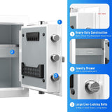 RPNB Home Safe Box,Personal Money Safe,Biometric Cabinet Safes,45 L | White Money Safe for Home, Metal Office Safe with Fingerprint Lock,Voice Prompt,One-Touch Unlock,Jewellery Drawer,Home,Hotel