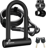 Sportneer Bike Lock Set Heavy Duty U Lock with 5 Ft Security Steel Cable for Road Mountain Bike