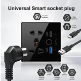 Universal Smart Wall Outlet, WiFi Smart Touch Wall Socket,Wall Outlet with USB+TypC Interface,Tuya APP Remote Control,Compatible Alexa and Google Home,No Hub Required,2.4G WiFi,13A (Black)