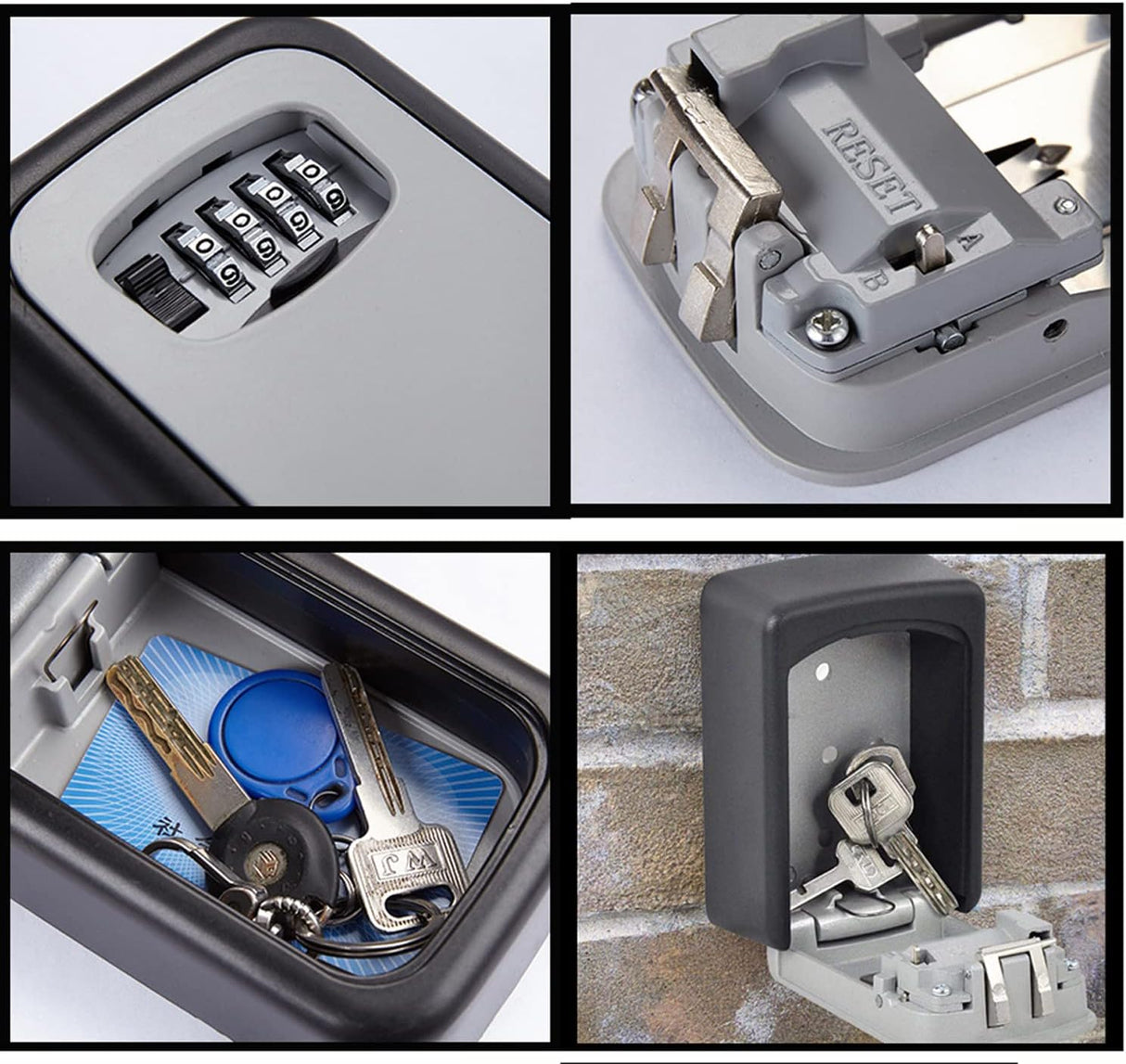 SKEIDO 4 Digit Metal Outdoor Safe Key Box Key Storage Organizer Box Security Storage Lock Box Outdoor Wall Mount Case Storage Tools