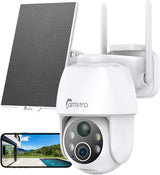 CAMSTRO 2K Solar Outdoor Security Camera, PTZ, AI, Alexa/Google