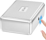 AICase Safe with Biometric Fingerprint Recognition for Travel and Home, Portable Security Box with Fingerprint and Morse Code, Cash Box, Safe Deposit Box, Silver