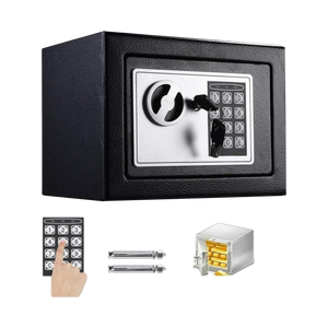 BRIEFNESS Electronic Safe Box with Digital Keypad + Keys, 4.6L Black