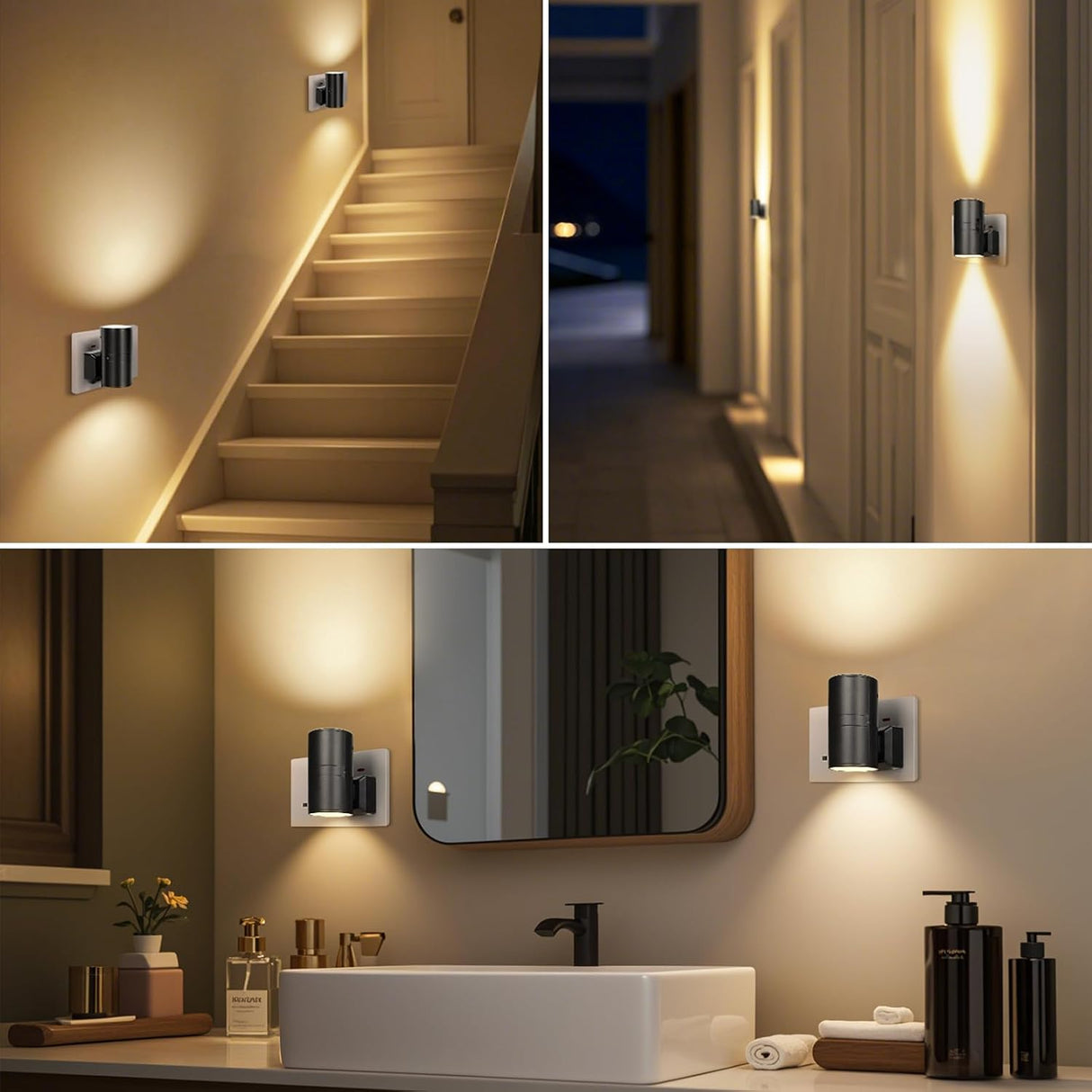 Night Light with Light Sensor, Warm White 3000K, 2 Pack | Dusk to Dawn Sensor, 0-100LM Dimmable, Plug in, Soft Light, Energy-Saving, for Bedroom Hallway Stair Bathroom Corridor