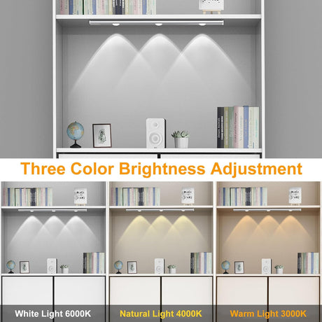 LED Under Cabinet Lighting, Rechargeable Motion Sensor Light Indoor, 3 Color Temperatures, Wireless Magnetic Closet Light for Closets, Kitchen, Bedroom, Hallway, Stairs (2 PCS)