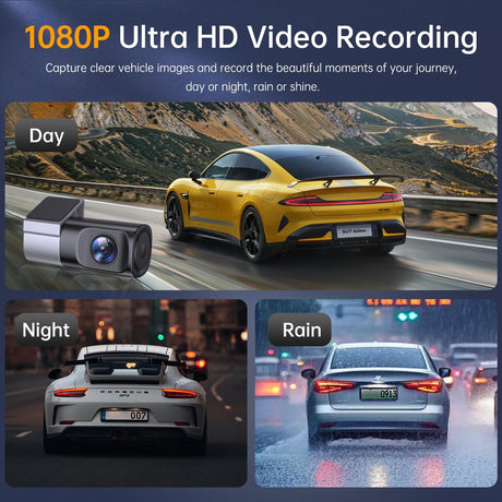 360° Rotating Dash Cam, Built-in WiFi, 1080P FHD Dash Camera with Night Vision – 24H Parking Mode, G-Sensor, Loop Recording, Type-C Port for Car