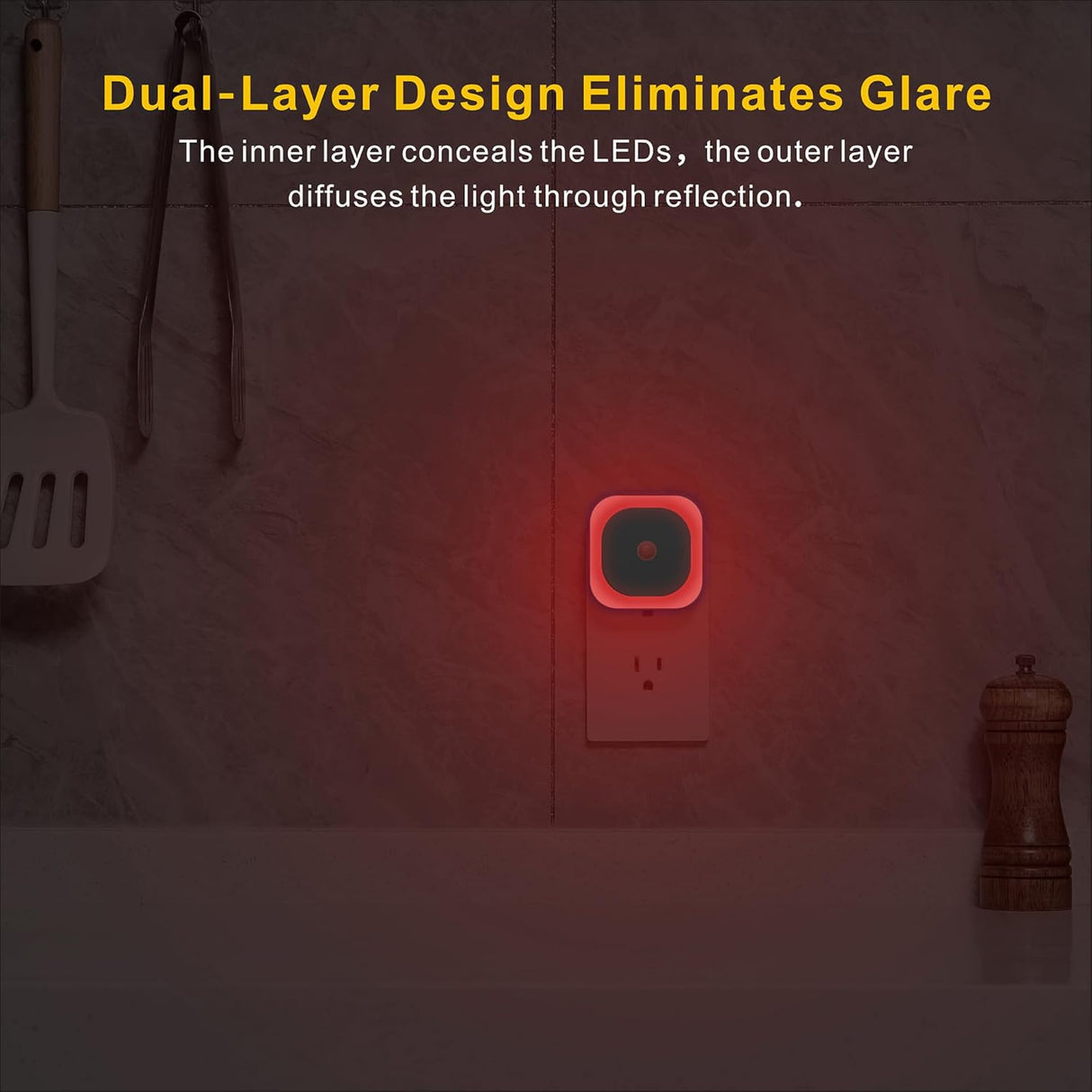 YUNLEX 2 Pack Plug in Red Sleep Night Light with Motion Sensor & Dusk to Dawn Sensor, Soft Glow, Dimmable, LED Lights for Bedroom, Sleep, Baby Nursery, Kids, Toddler, Bathroom, Hallway, Home Decor