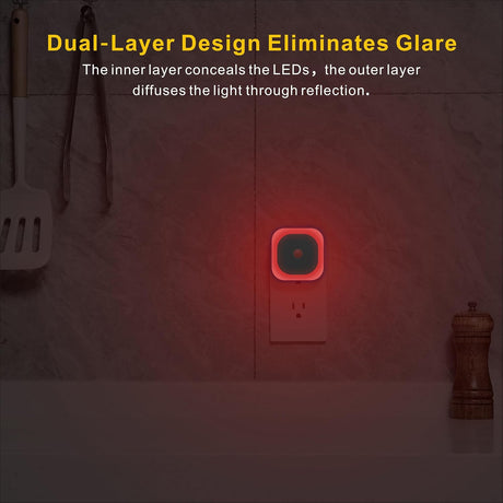 YUNLEX 2 Pack Plug in Red Sleep Night Light with Motion Sensor & Dusk to Dawn Sensor, Soft Glow, Dimmable, LED Lights for Bedroom, Sleep, Baby Nursery, Kids, Toddler, Bathroom, Hallway, Home Decor