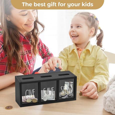 Wooden Piggy Bank for Adults Kids, Money Saving Box, Sturdy Money Saving Jar for Cash Coin, Visualized Piggy Bank for Bedroom, Living Room, Laundry Room, Countertop, Box for Change Storage