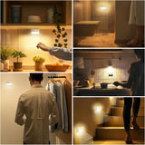 Guankai 8 Pack Motion Sensor Stair Light for Indoor, Battery Operated Closet Lights, Wireless Stick on Anywhere Hallway Lamp, Portable Led Night Lamps for Bedroom Under Cabinet Kitchen