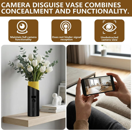Camera Disguise Vase | Compatible with Ring Indoor Camera 2nd Gen | Conceals and Hides Cameras | Discreet Cable Opening | Blends with Home Decor | Decorative Vase(Plant Not Included)