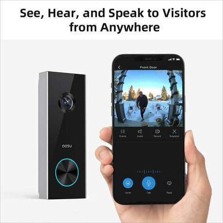 aosu Doorbell with Camera, 2K Video Doorbell, Encrypted Storage Bell Camera with AI Person Detection with AI, Battery Operated, Works with Alexa