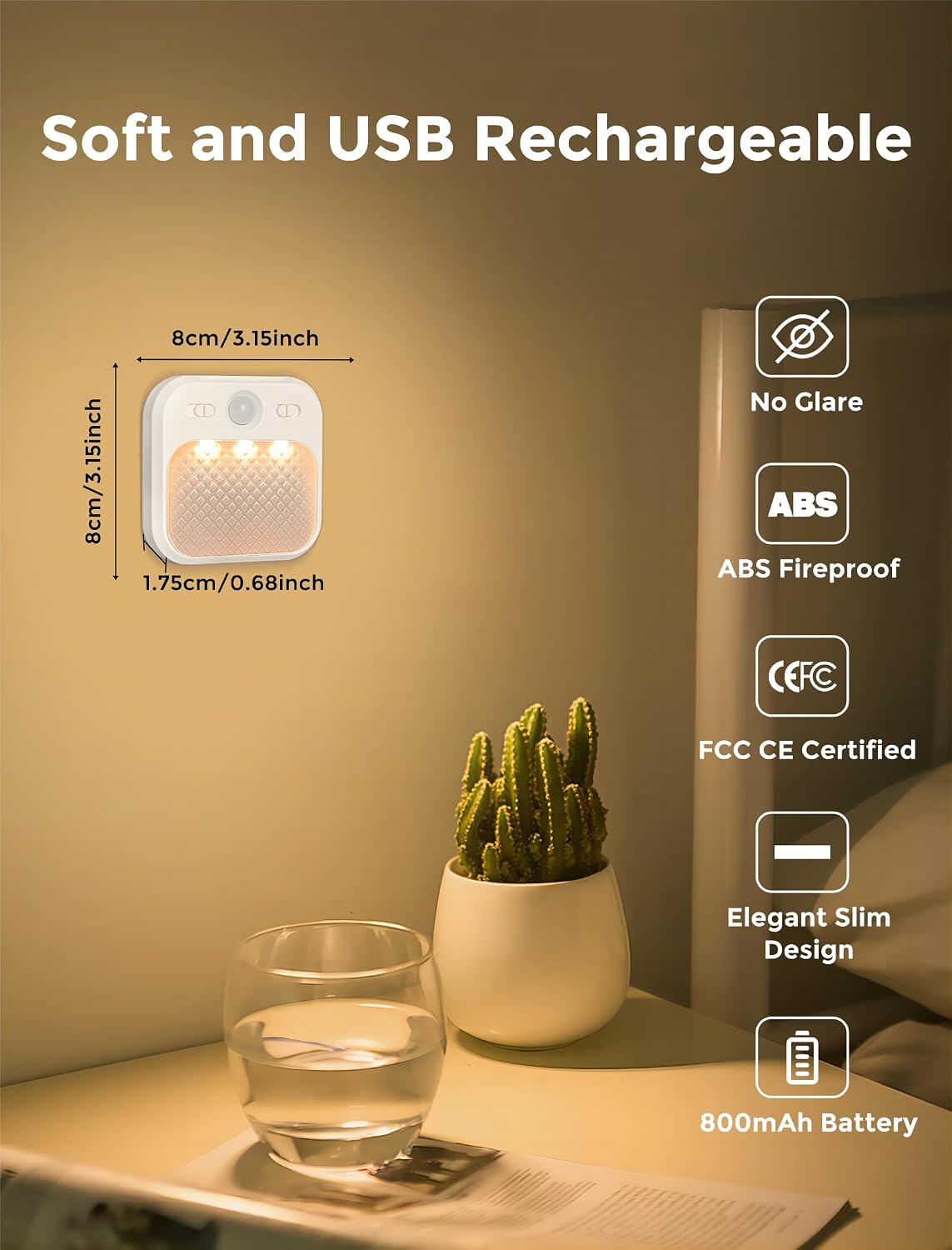 MERTTURM Motion Sensor Night Light, Wireless Rechargeable LED Night Light Indoor, 3 Sensor Modes&Adjustable Brightness (30days Standby), Stairs/Bedroom/Bathroom/Hallway Light for Kids, Adult [2 Pack]