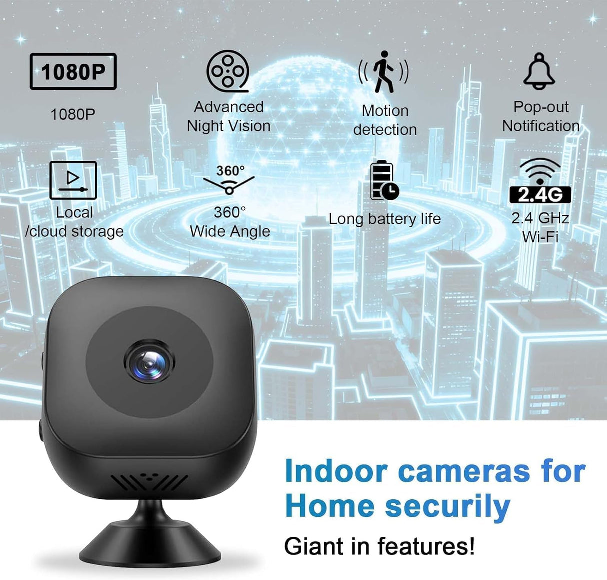 Mini Hidden WiFi Camera, 1080P HD Wireless Indoor Security Camera-Small Surveillance/Nanny Cam for Home Monitoring, Motion Detection/Night Vision, APP Control for iOS/Android