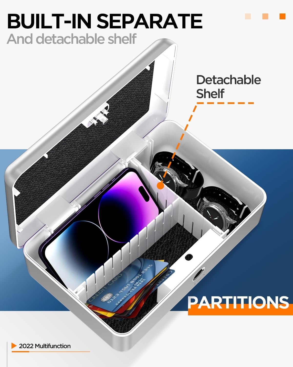 AICase Safe with Biometric Fingerprint Recognition for Travel and Home, Portable Security Box with Fingerprint and Morse Code, Cash Box, Safe Deposit Box, Silver