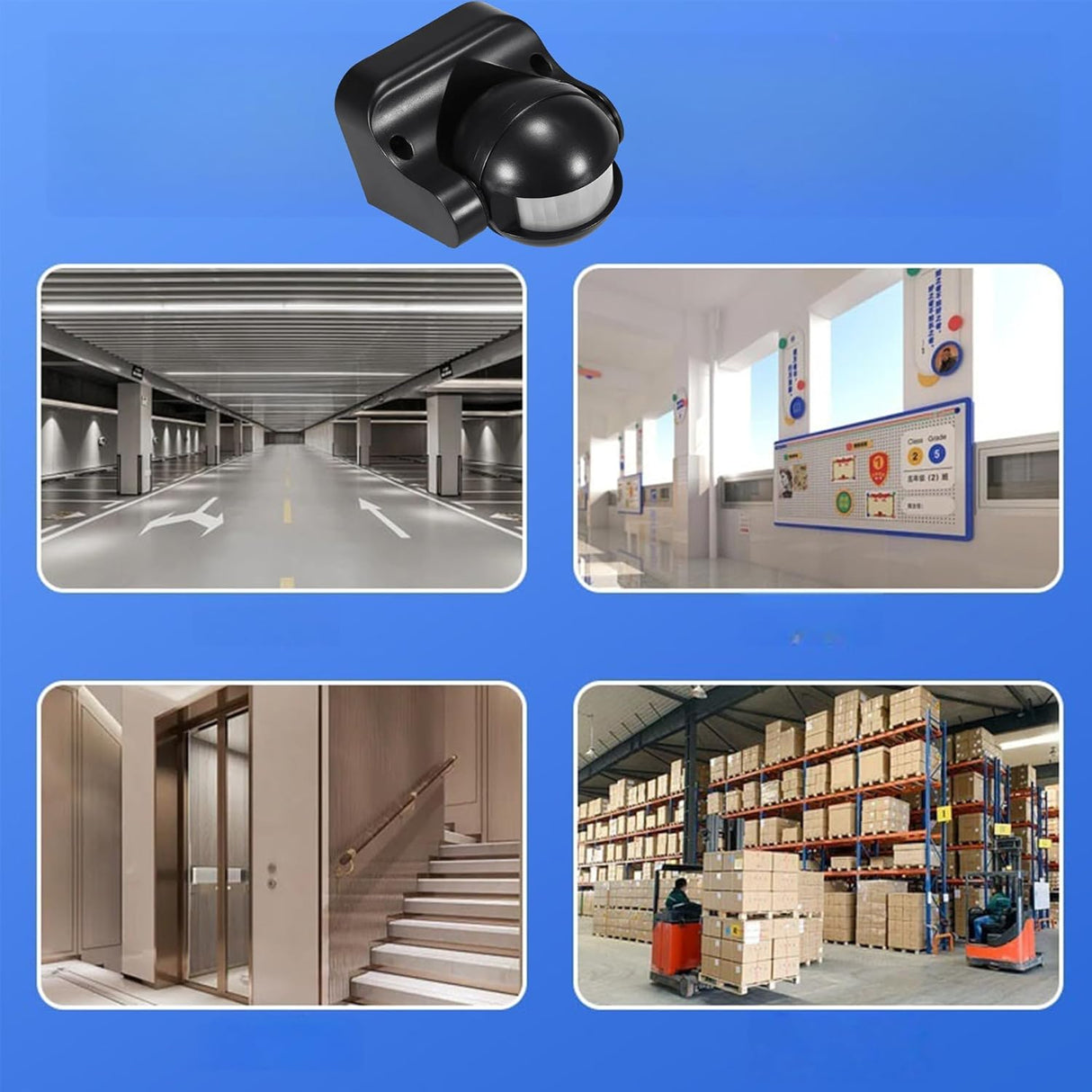PIR Motion Sensor Light Switch-360° Detection Range, Bladk, 220-240V IP54 Infrared Occupancy Sensor Switch,Djustable Delay Indoor/Outdoor Wall Switch