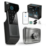 Makayuron Smart Door Lock, TTLock Bluetooth App Outdoor Waterproof Smart Lock, IP65 Rating, 5 Unlocking Methods (Fingerprint/Password/RFID Card/Mechanical Key/TTLock ble App Remote)(M333-TTble）