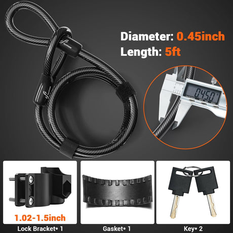 Sportneer Bike Lock Set Heavy Duty U Lock with 5 Ft Security Steel Cable for Road Mountain Bike