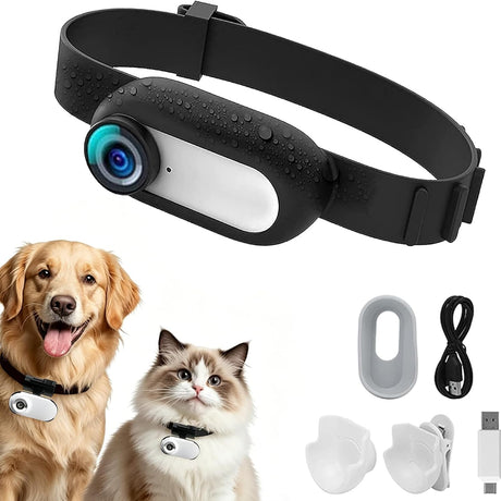 HD 1080P Cat Camera Collar with Video Record Wireless Mini Sport cam,Small Action Cameras,Body Camera for Pet Supplies/Stuff,Outdoor/Inoor Birthday Gift No WiFi