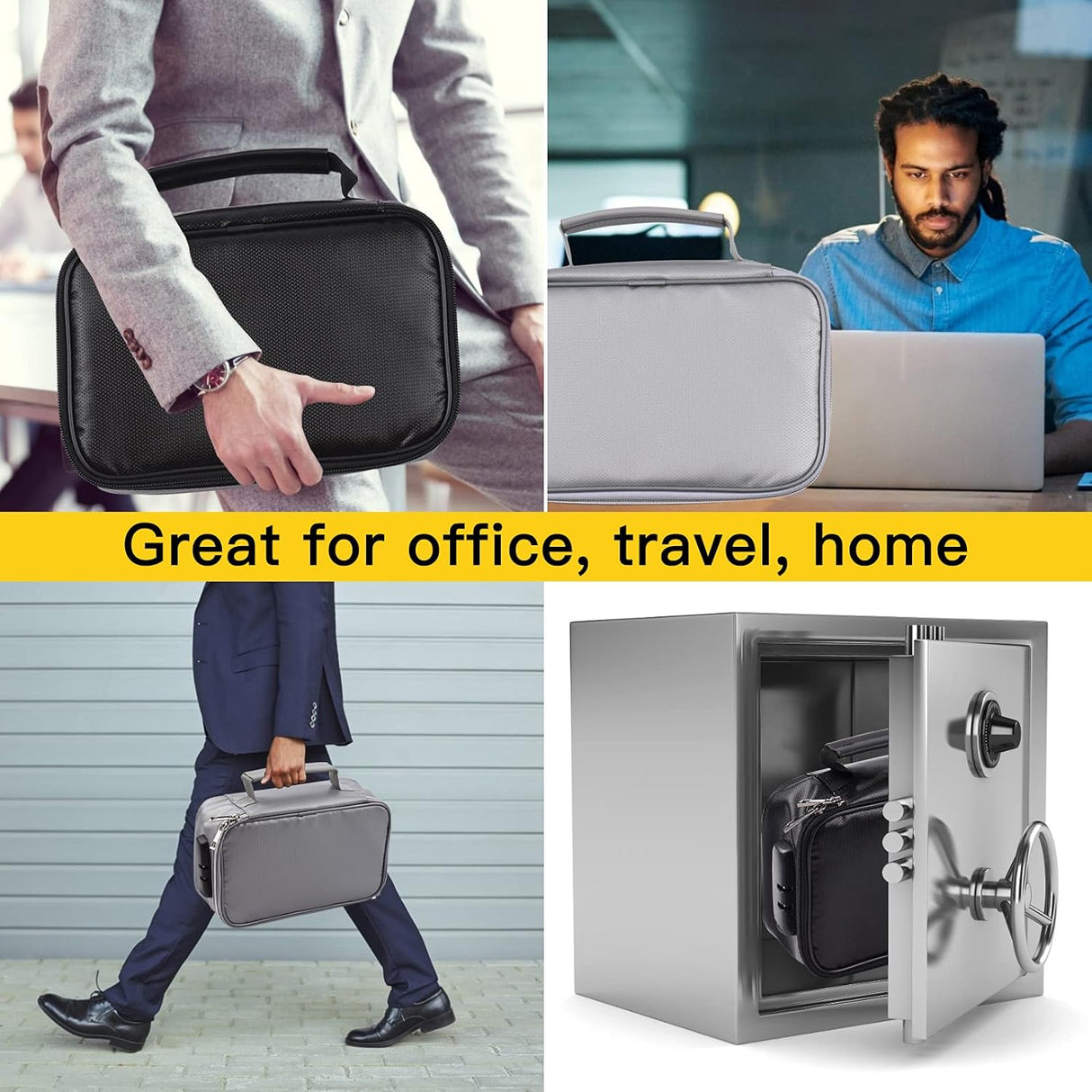 Fireproof File Document Bag Safety Organizer with 3-Digit Lock Zipper Closure Fire & Water Resistant Money Pouch Multi-Layer Card Case for Home Office Travel Passport Certificates