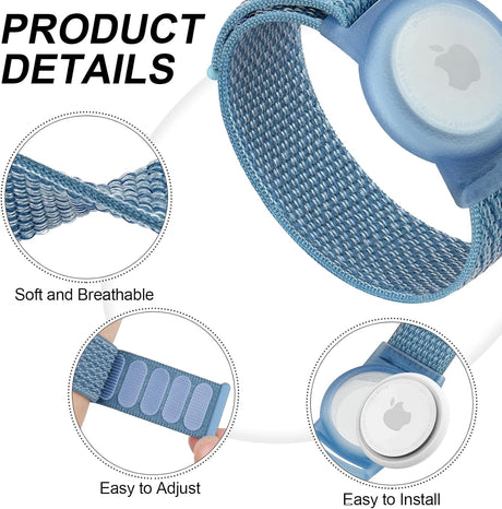 2 Pack Airtag Wristbands for Kids with Adjustable Nylon Strap GPS Tracker Holder Protector,Lightweight, Breathable Anti-Loss Bracelet for Kids and Toddler