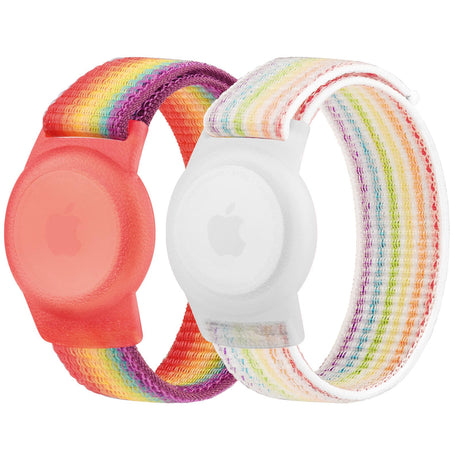 2 Pack Airtag Wristbands for Kids with Adjustable Nylon Strap GPS Tracker Holder Protector,Lightweight, Breathable Anti-Loss Bracelet for Kids and Toddler