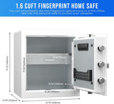 RPNB Home Safe Box,Personal Money Safe,Biometric Cabinet Safes,45 L | White Money Safe for Home, Metal Office Safe with Fingerprint Lock,Voice Prompt,One-Touch Unlock,Jewellery Drawer,Home,Hotel
