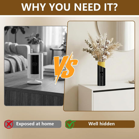 Camera Disguise Vase | Compatible with Ring Indoor Camera 2nd Gen | Conceals and Hides Cameras | Discreet Cable Opening | Blends with Home Decor | Decorative Vase(Plant Not Included)