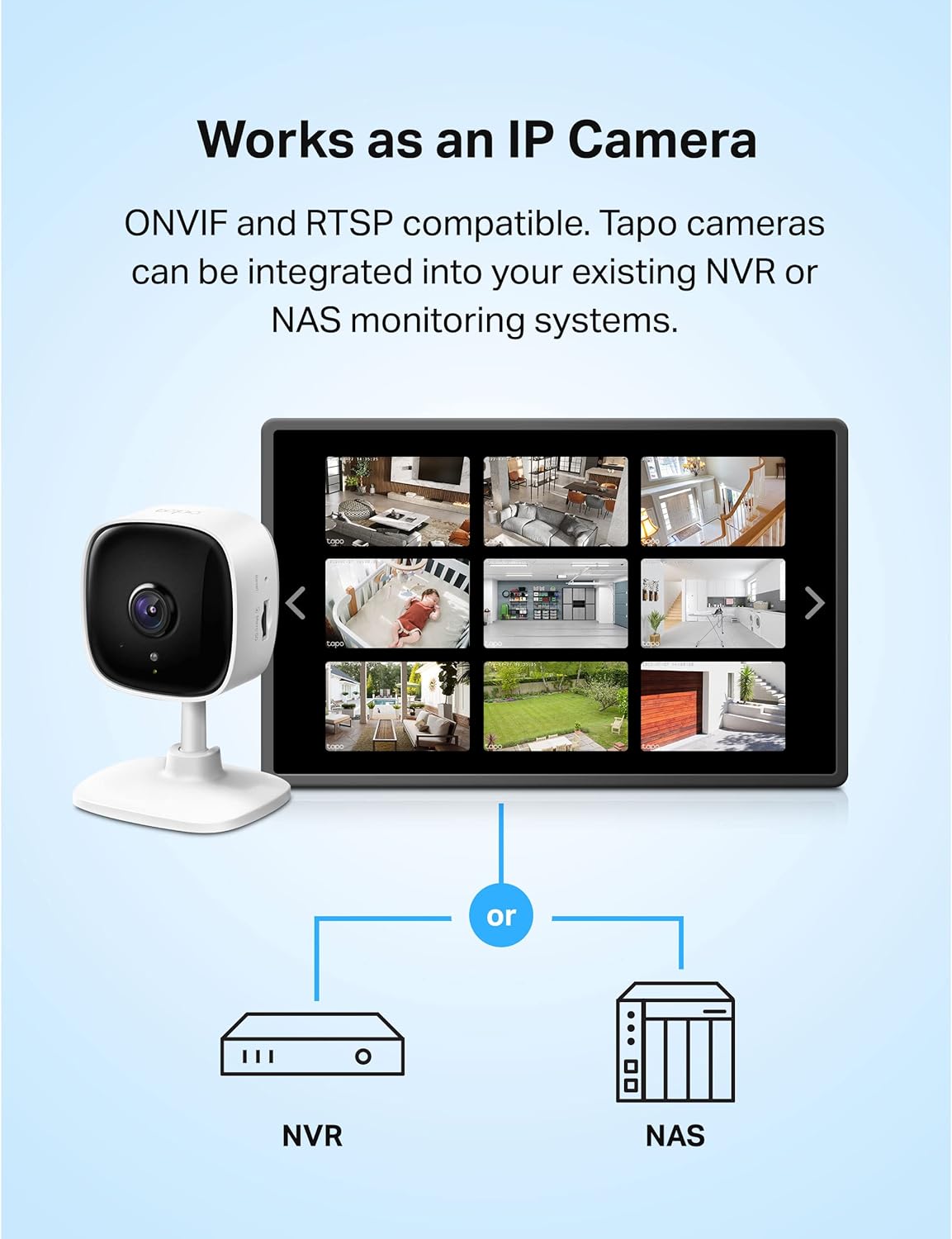 Tapo TP-Link Indoor Security Camera for Baby Monitor, Dog Camera w/Motion Detection, 2-Way Audio Siren, Night Vision, Cloud & SD Card Storage(Up to 128 GB), Works w/Alexa & Google Home (C100)