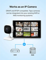 Tapo TP-Link Indoor Security Camera for Baby Monitor, Dog Camera w/Motion Detection, 2-Way Audio Siren, Night Vision, Cloud & SD Card Storage(Up to 128 GB), Works w/Alexa & Google Home (C100)