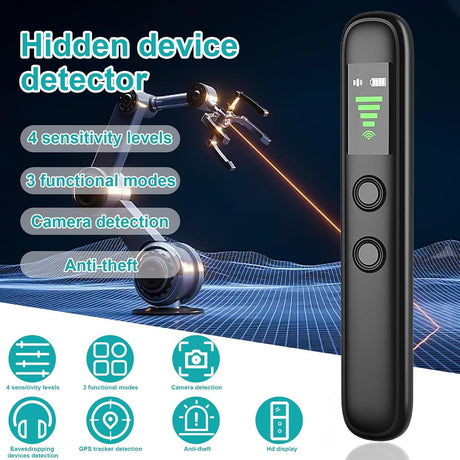 BIGTHREE Hidden Spy Camera Detector, Portable Anti-Eavesdropping Device Detectors, RF/Wireless Signal Scanner GPS Tracker Detector, Burglar Alarm Camera Finder for Hotel, Office, Travel and Home