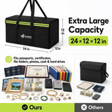 FLASLD Fireproof Document & Money Bags, Large Fireproof & Water Resistant Bag, Fireproof Folder Safe Bag for Cash, Valuables & Passport, with Silicone Coating & Zipper Closure (Storage Bag-24x12x12”)