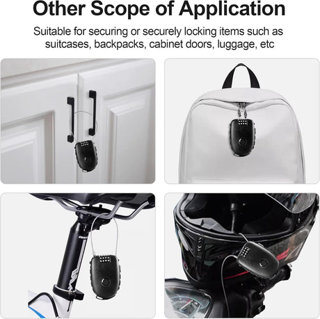 Motorcycle Helmet Lock, Ultra-Secure 4 Digit Combination 27.5 Inch Retractable Cable Lock for Snowboard, Bike Luggage Backpack Scooter Suitcase Ski, Small Multi-Function Secure Lock for Travel