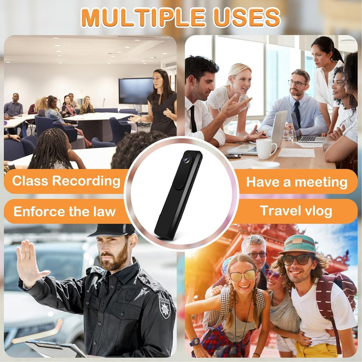 Mini Camera, 1080P HD Wearable Recorder Video Mini Camera, Portable Body Camera, 1000mah Battery with Night Vision, Loop Recording, Small Security Camera for Offive Meeting Travel Outdoor (Black)