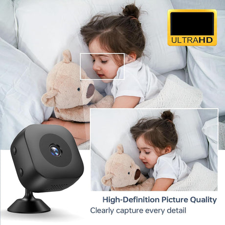 Mini Hidden WiFi Camera, 1080P HD Wireless Indoor Security Camera-Small Surveillance/Nanny Cam for Home Monitoring, Motion Detection/Night Vision, APP Control for iOS/Android