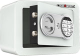 Deli Safe Box Small Security Safe #H170W230D170 – White | Dual Lock with Password & Key | Anti-Rest Technology | All-Steel Rustproof Design | Compact Home, Office, Cash & Document Safe