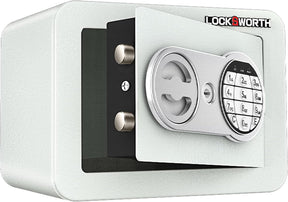 Deli Safe Box Small Security Safe #H170W230D170 – White | Dual Lock with Password & Key | Anti-Rest Technology | All-Steel Rustproof Design | Compact Home, Office, Cash & Document Safe