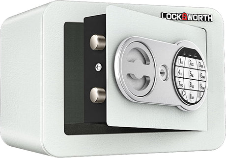 Deli Safe Box Small Security Safe #H170W230D170 – White | Dual Lock with Password & Key | Anti-Rest Technology | All-Steel Rustproof Design | Compact Home, Office, Cash & Document Safe